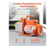 Koduva VEVOR vakuuminis siurblys, 254 l/min (9 CFM), 2 pakopų rotacinis mentinis, R134a R22 R410a sistemoms