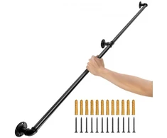 Koduva VEVOR vamzdinis laiptų turėklas, 152,4 cm, 200 kg, anglinis plienas, juodas