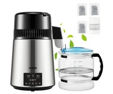 VEVOR Vandens distiliuoklis, 1 l/h, 4 l, 750 W, su 0–99 h laikmačiu ir dvigubu temperatūros ekranu