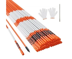 Koduva VEVOR važiuojamosios dalies žymekliai, 100 vnt., 122 cm, oranžiniai stiklo pluošto kuolai su atspindinčia juosta