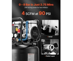 Koduva VEVOR vertikalus oro kompresorius 50 l, 1.5 kW, 8 bar