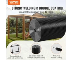 Koduva VEVOR vielos tinklas 24" x 100' cinkuotas, 19 gauge, juodos vinilo dangos