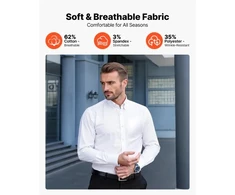 Koduva VEVOR vyriški ilgomis rankovėmis marškiniai su sagomis, slim fit, balti, XL