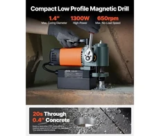 Koduva VEVOR žemo profilio magnetinis gręžimo stovas, 1300 W, 35 mm, 10000 N, 650 aps./min., 8840E