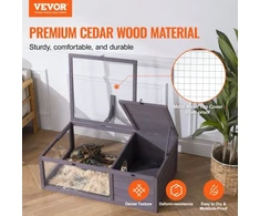 VEVOR Vėžlio namelis MSH-T02, medinis, pilkas, 97 x 61 x 33 cm