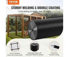 VEVOR Vielos tinklo ritinys, cinkuota viela su PVC danga, juodas, 91 cm x 30,5 m
