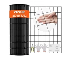 VEVOR Vielos tinklo ritinys, cinkuotas, su PVC danga, juodas, 61 cm x 15,2 m