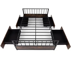 Koduva Viengulė metalinė lova su 2 stalčiais 200x90cm, ruda