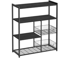 Koduva Virtuvės lentyna su 2 metaliniais krepšiais ir kabliukais, 35 x 80 x 95 cm, antracito pilka