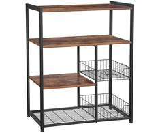 Koduva Virtuvės lentyna su 2 metaliniais krepšiais ir kabliukais, 80 x 35 x 95 cm, tamsiai ruda