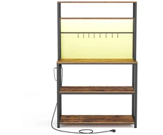 Songmics Virtuvės lentyna su LED apšvietimu ir reguliuojamomis lentynomis, 40 x 80 x 168,4 cm