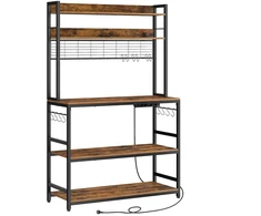 Koduva Virtuvės lentyna su tinkleline plokšte, 14 kabliukų, 40 x 100 x 170 cm, ruda–juoda