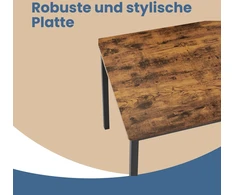 Songmics Virtuvės stalo komplektas su 2 suolais, 110 x 70 x 75 cm, plienas, ruda-juoda