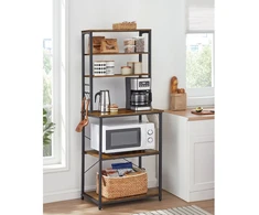 Koduva Virtuvinė lentyna mikrobangų krosnelei su 6 kabliukais, medžio drožlių plokštė ir plienas, 40 x 60 x 167 cm