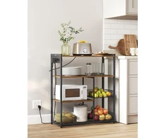Koduva Virtuvinė lentyna su lizdais, 35 x 80 x 93,5 cm, su 2 metaliniais krepšiais, ruda/juoda