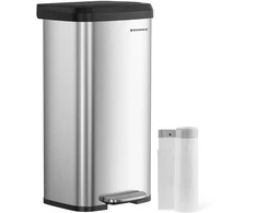 Koduva Virtuvinė šiukšliadėžė, 68 l, plieninė, su dangčiu ir pedalu, sidabro-juoda, 40,4 x 38 x 77 cm