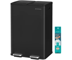 Koduva Virtuvinė šiukšliadėžė su 2 skyriais, 2 x 30 l, plieninė, su soft-close dangčiu, juoda