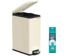 Koduva Virtuvinė šiukšliadėžė su jutikliu, 50 l, smėlio beige, plieninė, 51,6 x 25,5 x 64,8 cm