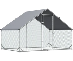 Koduva Vištidė su laisvalaikio aptvaru ir stogeliu, 3 x 2 x 2 m, sidabrinė/pilka