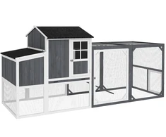 Koduva Vištidė su voljeru, skirta 3–4 vištoms, 3 dalių lizdavietė, 1,9 m², fir mediena, pilka