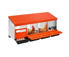 VEVOR Vištų lizdas CNB-04, 4 skyrių, cinkuotas plienas ir PP, oranžinis, 106 x 53 x 48 cm