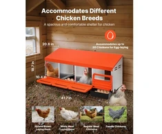 VEVOR Vištų lizdas CNB-04, 4 skyrių, cinkuotas plienas ir PP, oranžinis, 106 x 53 x 48 cm