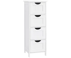 Songmics Vonios spintelė, siaura, su 4 stalčiais, MDF, 30 x 30 x 82 cm, balta