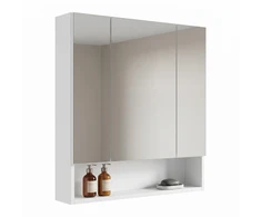 Songmics Vonios spintelė su veidrodžiu, 3 durų, 16,5 x 70 x 75 cm, balta