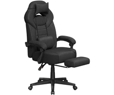 Koduva Žaidimų kėdė su kojų atrama, ergonomiška, juoda, 70 x 70 x 122–134 cm