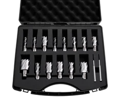 Koduva Žiedinių frezų rinkinys VEVOR, 16 vnt., Weldon kotas, HSS, 25,4 mm pjovimo gylis, 11,11-34,92 mm