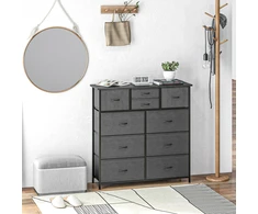 Aosom Komoda–indauja su medžiaginiais stalčiais, 10 skyrių, metalinis rėmas, 100 x 30 x 100 cm, juoda
