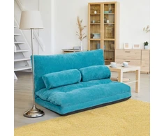 Lauko baldų komplektas Koduva Sulankstomas grindų sofa-lova su 2 juosmens pagalvėmis, mėlyna