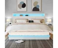 Lova Koduva Lovos rėmas 160 x 200 cm su LED apšvietimu, įkrovimo stotele, baltas