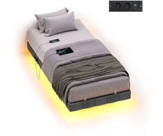 Lova Koduva Lovos rėmas 90 x 200 cm su LED apšvietimu, pilkas, plienas ir fanera