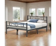 Lova Koduva Metalinė lovos konstrukcija 140 x 190 cm, juoda, milteliniu būdu dengtas metalas
