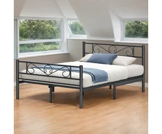 Lova Koduva Metalinė lovos konstrukcija 140 x 190 cm, juoda, milteliniu būdu dengtas metalas