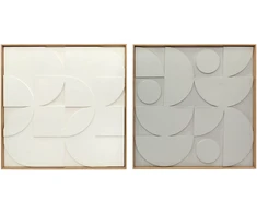 Pakabinamas šviestuvas Aosom 3D sienos dekoras, 2 dalių rinkinys, geometrinis, baltas, 80 x 3,5 x 80 cm