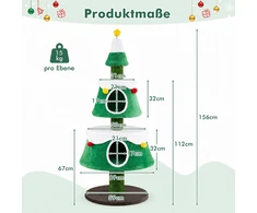 Promotion 156 cm Kalėdų eglutės formos kačių bokštas su 2 nameliais, žalias