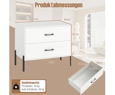 Promotion 2 Naktinių staliukų komplektas su 2 stalčiais, baltas, 71 x 41 x 61 cm