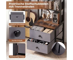 Promotion 5 aukštų CD laikymo lentyna su stalčiais ir reguliuojamais knygų laikikliais, ruda