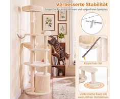 Promotion Didelis daugiaaukštis kačių medis su draskyklėmis, smėlio spalvos, 149 cm