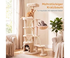Promotion Didelis daugiaaukštis kačių medis su draskyklėmis, smėlio spalvos, 149 cm