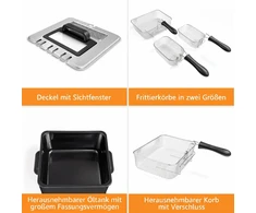 Promotion Gruzdintuvė su 3 kepimo krepšeliais, 5 l, 1700 W, nerūdijantis plienas, sidabrinė, juoda