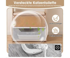 Promotion Kačių kraiko dėžės spintelė su 4 nišomis, pagalvėle ir draskykle, medžio atspalvio ir balta