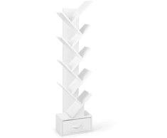 Promotion Laisvai pastatoma knygų lentyna su stalčiumi, 10 lentynų, balta, 38,1 x 21,6 x 149,9 cm