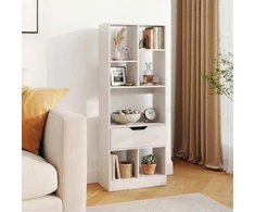 Promotion Laisvai pastatoma knygų lentyna su stalčiumi ir 7 atviromis nišomis, balta, 50 x 24 x 130 cm