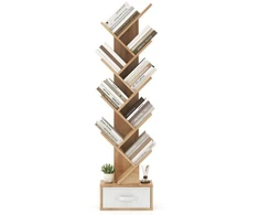 Promotion Medžio formos knygų lentyna su stalčiumi, 10 lentynų, 38 x 20 x 149,5 cm