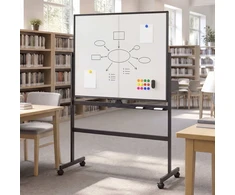 Promotion Mobili balta lenta su ratukais, dvipusė magnetinė, 120 x 90 cm, balta/juoda