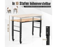 Promotion Mobilus reguliuojamo aukščio darbastalis su ratukais ir lizdais, 116 x 50 x 61,5-96,5 cm