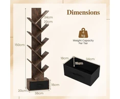 Promotion Pastatoma medžio formos knygų lentyna su stalčiumi, ruda, 38 x 21,5 x 149,5 cm